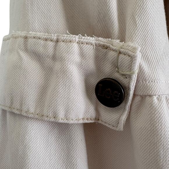 Upcycled Bell Sleeve Denim Cropped Jacket Minimalist Edgy Streetwear Cream S - Picture 3 of 14
